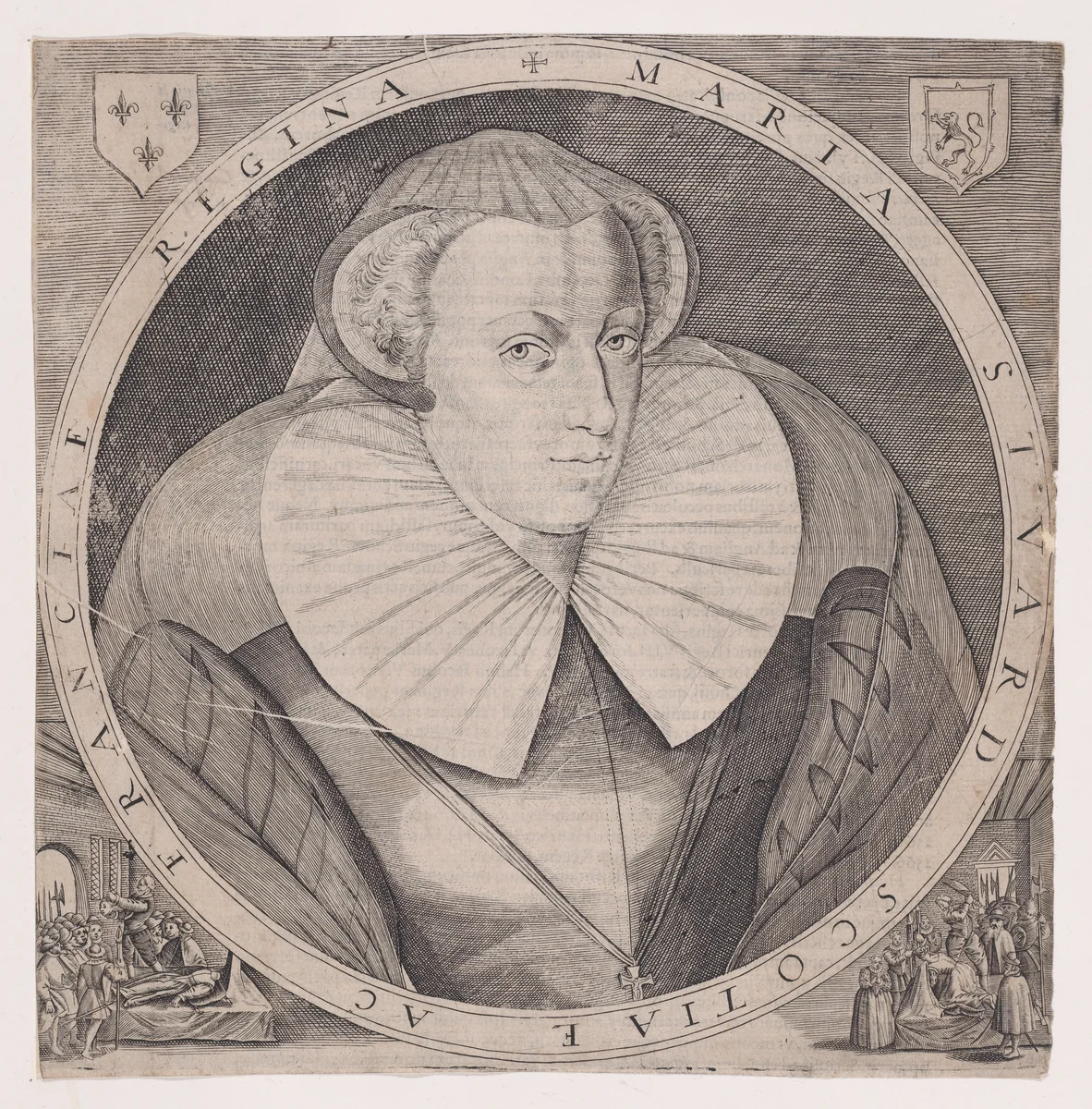 Mary, Queen of Scots (from "Historia Belgica nostri potissimum temporis, Belgii sub quatuor Burgundis et totidem Austriacis Principibus conjunctionem et gubernationem breviter," page 410) by Emanuel van Meteren, print, 1595-1605