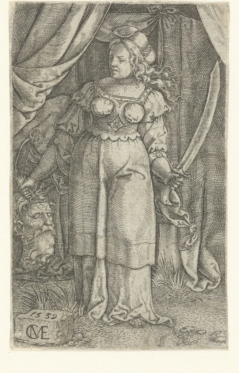 Judit met het hoofd van Holofernes by Unknown, print, 1539