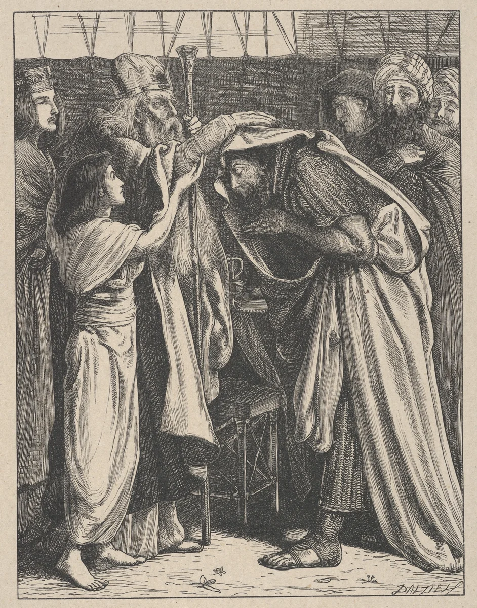 Melchizedek Blesses Abram, from "Dalziels' Bible Gallery" by Simeon Solomon, print, 1863-1881