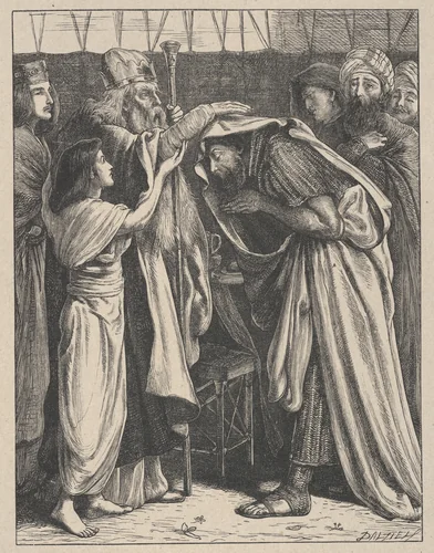 Melchizedek Blesses Abram, from "Dalziels' Bible Gallery" by Simeon Solomon, print, 1863-1881