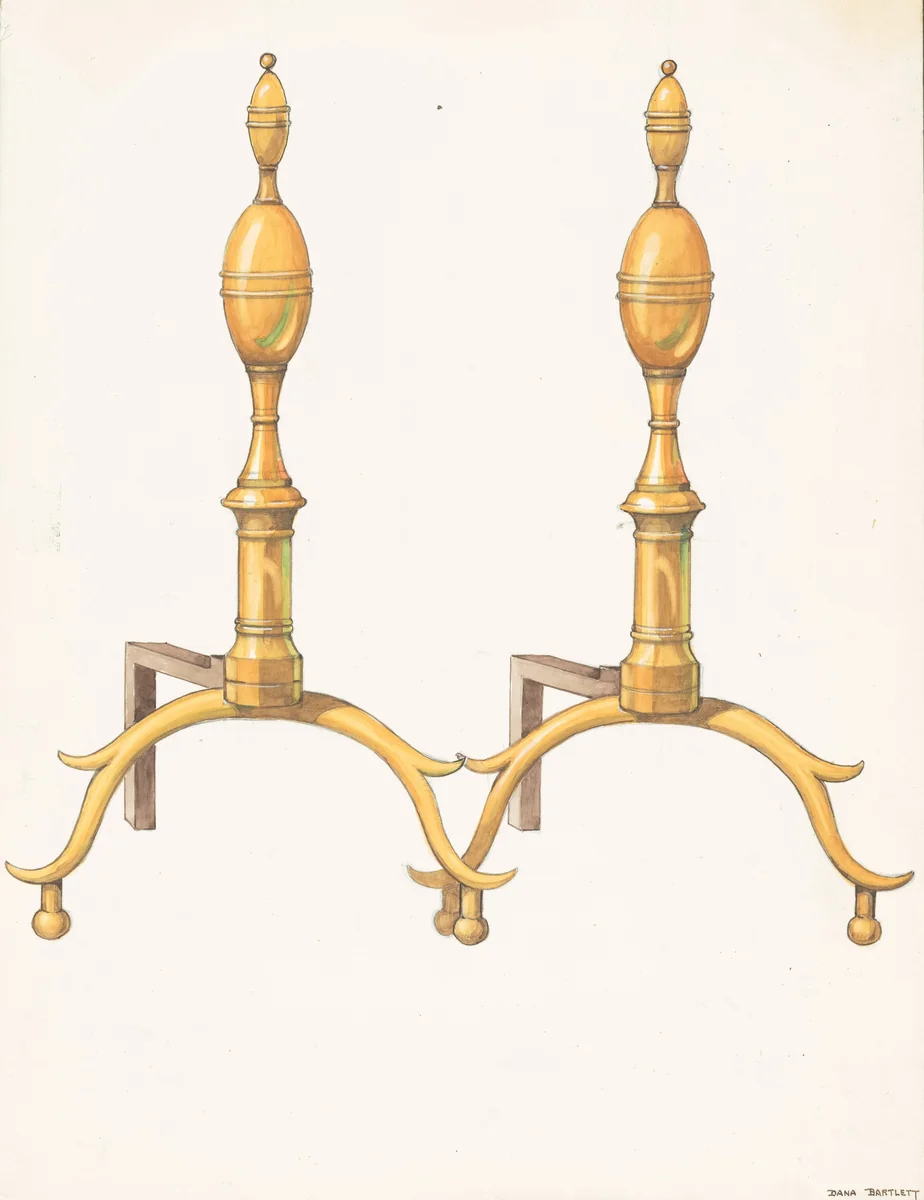 Andirons by Dana Bartlett, index of american design, 1937