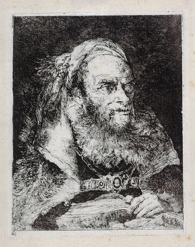 Old Man with an Open Book by Giovanni Domenico Tiepolo, print, 1770