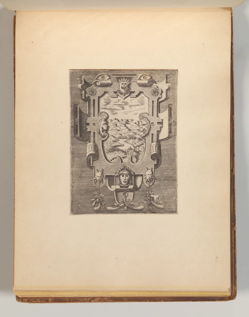 Series of Cartouches in: Targhe ed altri ornati di varie e capricciose invenzioni (Cartouches and other ornaments of various and capricious invention, page 40) by Cornelis Bos, book, 1540-1560