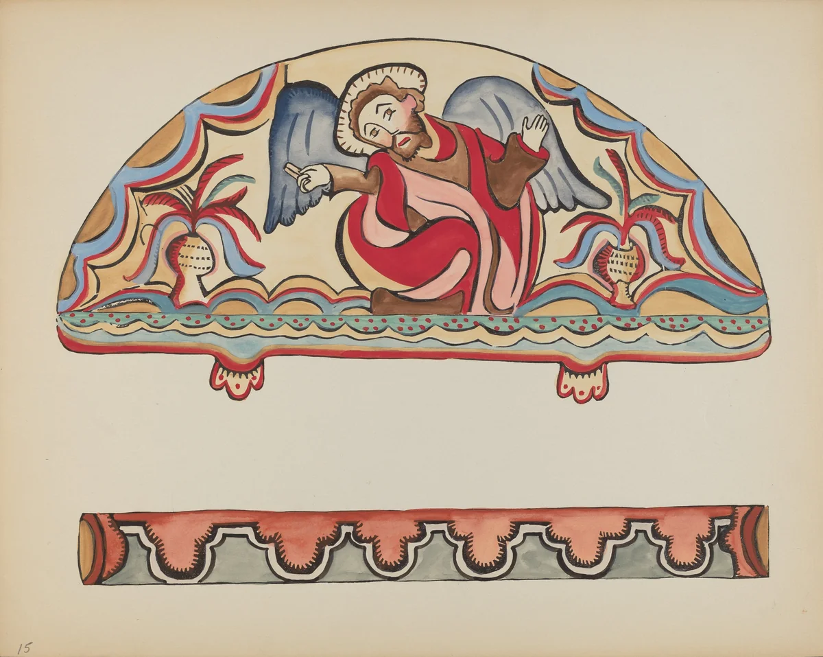 Plate 15: The Creation (Lunette): From Portfolio "Spanish Colonial Designs of New Mexico" by American 20th Century, index of american design, 1935-1942