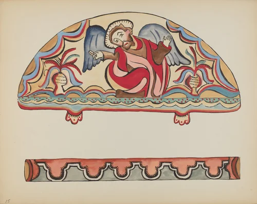 Plate 15: The Creation (Lunette): From Portfolio "Spanish Colonial Designs of New Mexico" by American 20th Century, index of american design, 1935-1942