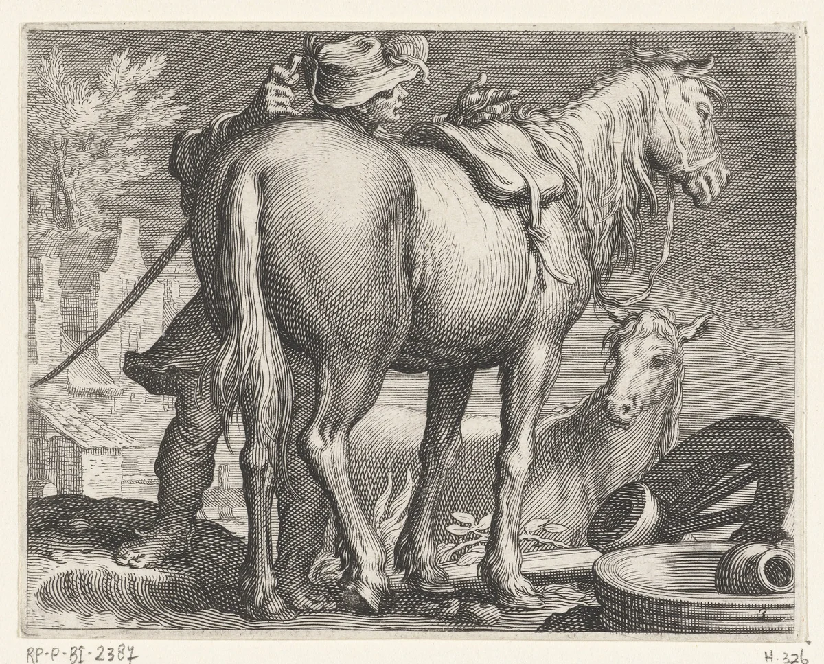 Paarden by Boëtius Adamsz. Bolswert, print, 1611