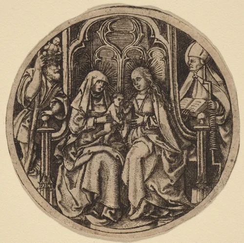 Madonna and Child with Saints Christopher and Erasmus by Netherlandish 15th Century, print, 1480