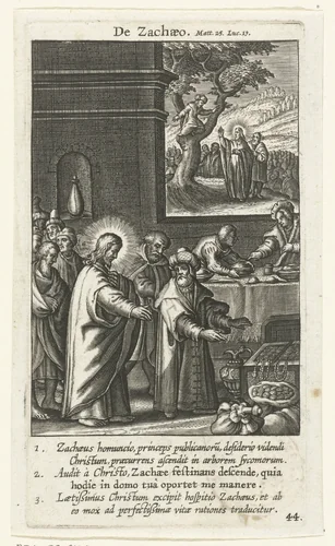 Christus in het huis van de hoofdtollenaar Zacheüs by Boëtius Adamsz. Bolswert, print, 1590-1622