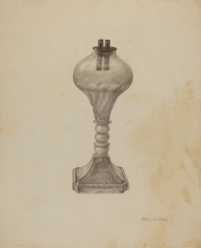 Whale Oil Lamp by Van Silvay, index of american design, 1941