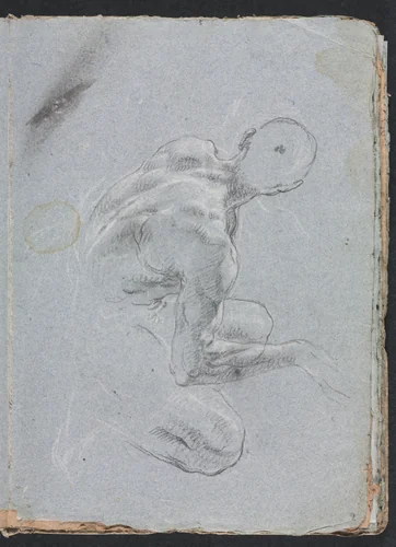 Verona Sketchbook: Male nude from back (page 9) by Francesco Lorenzi, book, 1760