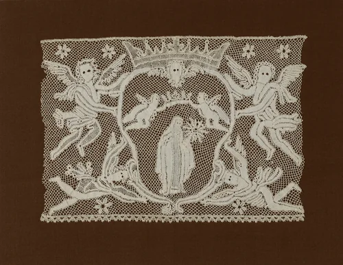 Fragment (Flounce depicting Mary, Queen of Heaven) by Italy, textile, 1725-1775