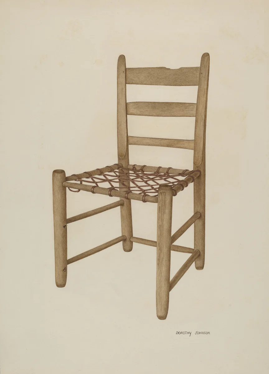 Braided Rawhide Bottom Chair by Dorothy Johnson, index of american design, 1940