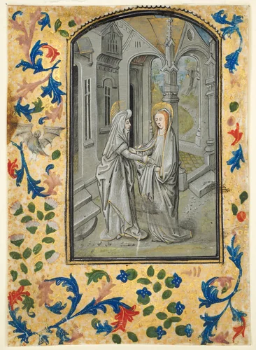 Leaf from a Book of Hours: The Visitation by Guillaume Vrelant, manuscript, 1470-1480