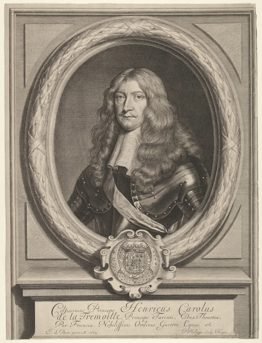 Portrait of Henri Charles de la Tremouille by Pierre Philippe, print, 1664