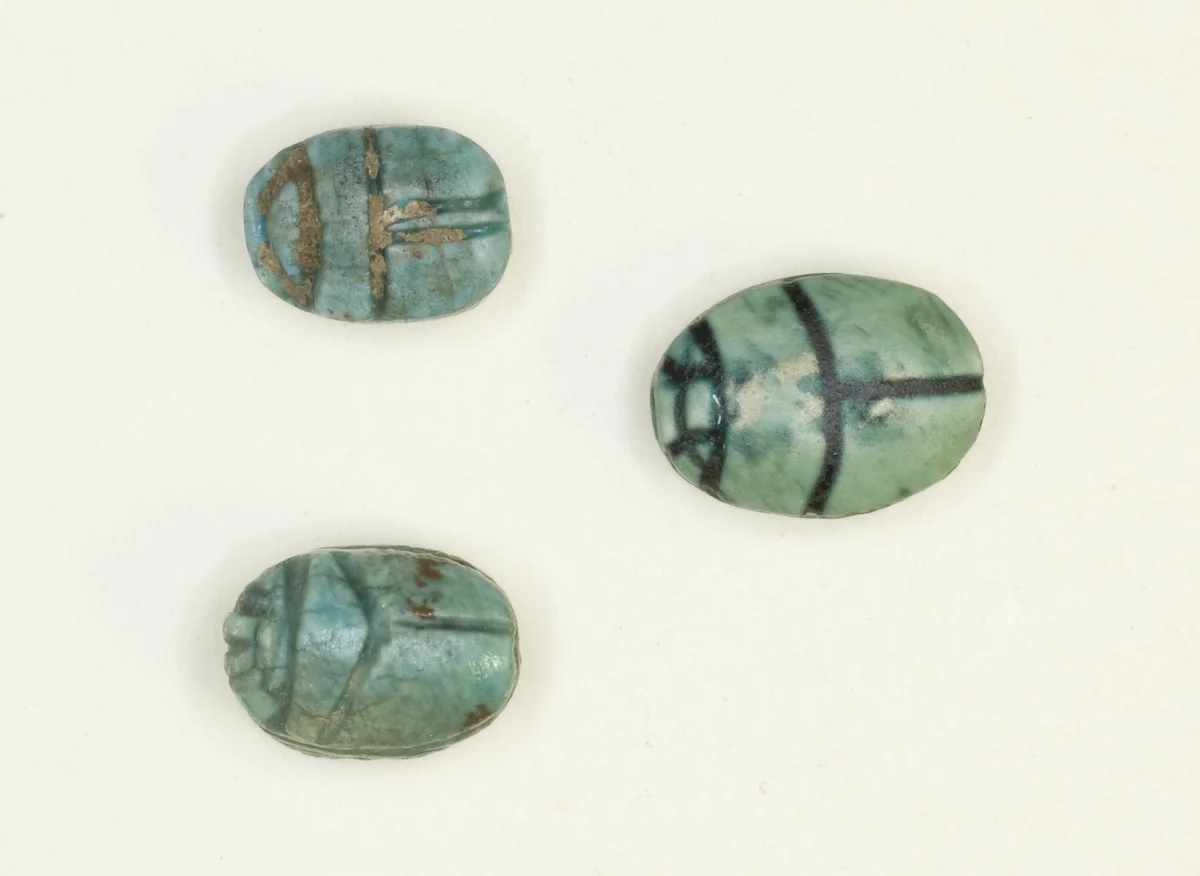 Scarabs with Inscriptions on Base by Egyptian, ceramic, -2055--1069
