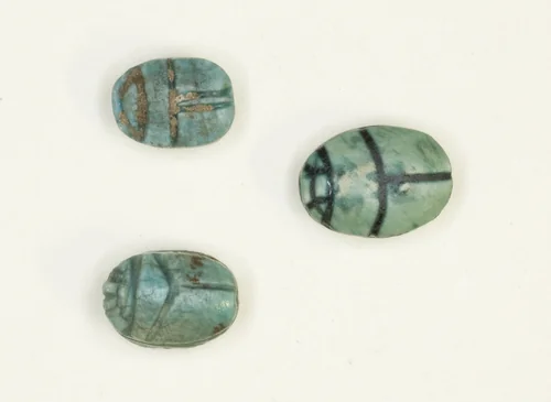 Scarabs with Inscriptions on Base by Egyptian, ceramic, -2055--1069