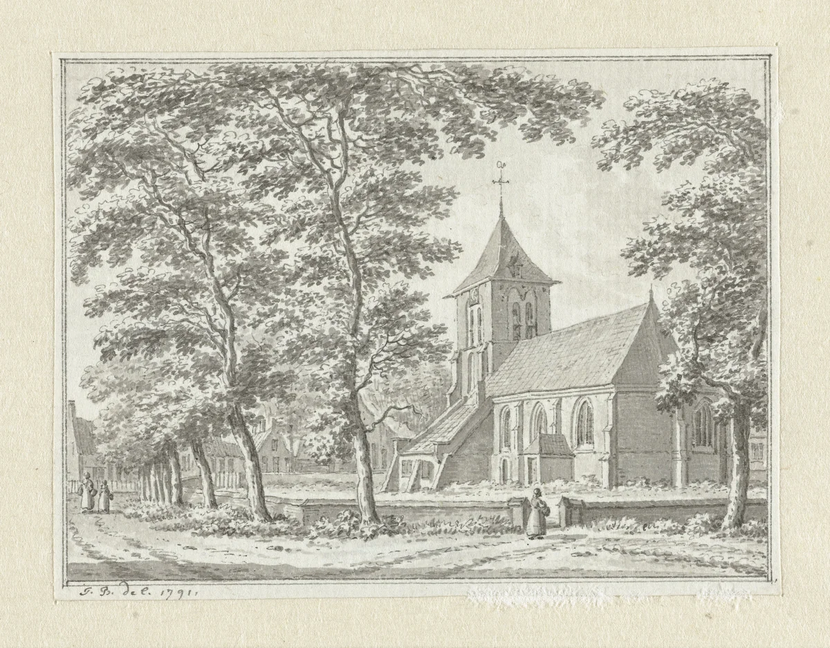 De kerk van Biggekerke by Jan Bulthuis, drawing, 1791