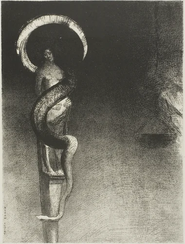Serpent-Halo by Odilon Redon, print, 1890