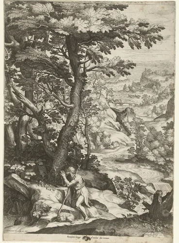 Landschap met Johannes de Doper by Unknown, print, 1573