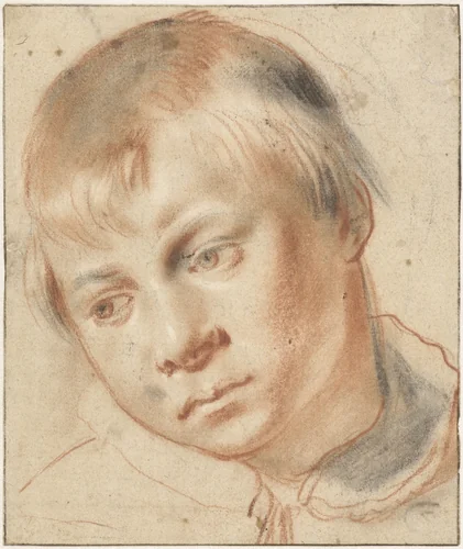 Studie van een jongenshoofd by Unknown, drawing, 1580-1589