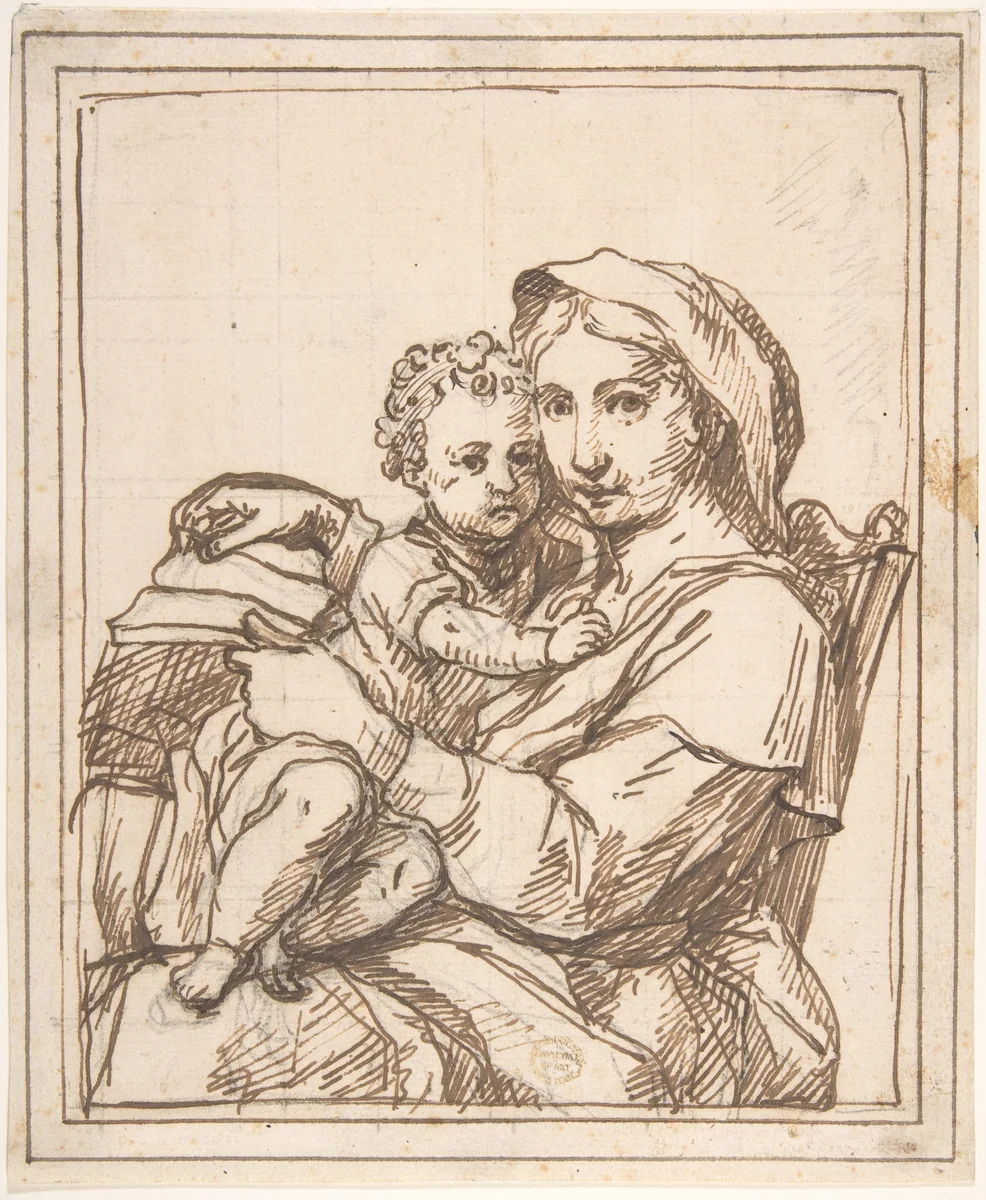 Madonna and Child by anonymous, drawing, 1600-1700