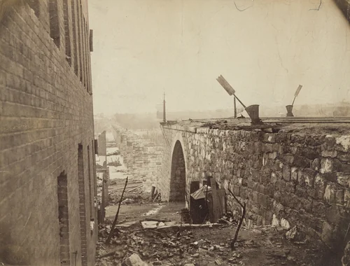 Ruins of Richmond & Petersburg Railroad Bridge, Richmond, Virginia by Mathew Brady, photograph, 1865