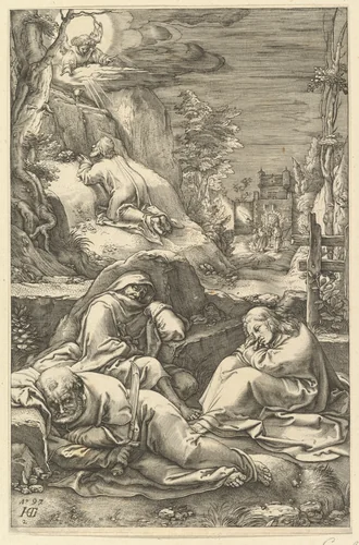 The Agony in the Garden, from "The Passion of Christ" by anonymous, print, 1598-1617