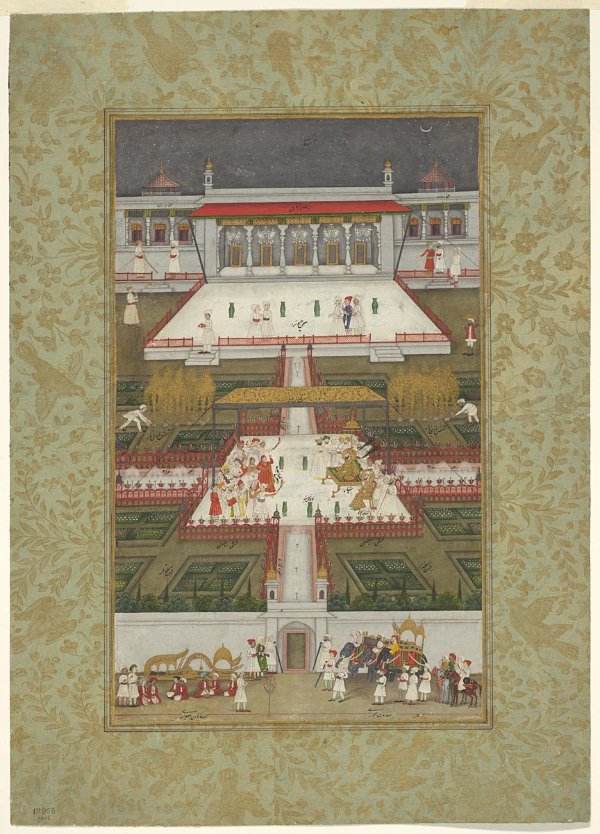 Ruler Entertained by Dancers in a Paradise Garden by India Uttar Pradesh, painting, 1790-1800