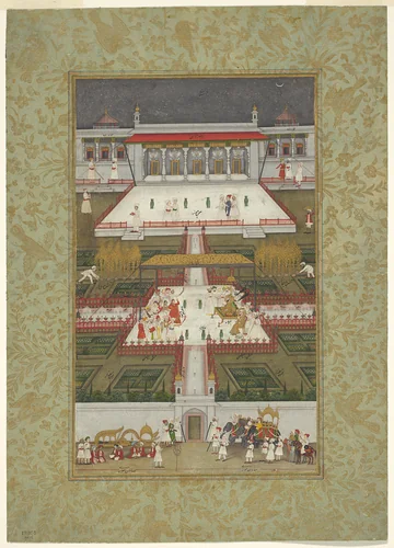Ruler Entertained by Dancers in a Paradise Garden by India Uttar Pradesh, painting, 1790-1800