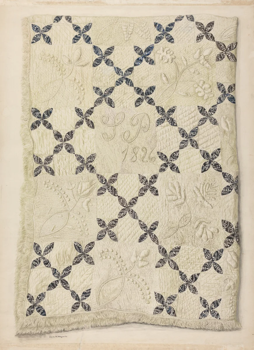Quilt by Edith Magnette, index of american design, 1942