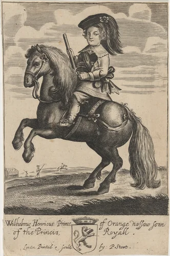 William III as Prince of Orange on Horseback by Unknown 19th Century, print, 1800-1899