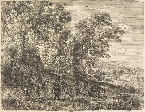 Shepherd with Goats (Les chèvres) by Claude Lorrain, print, 1630-1633