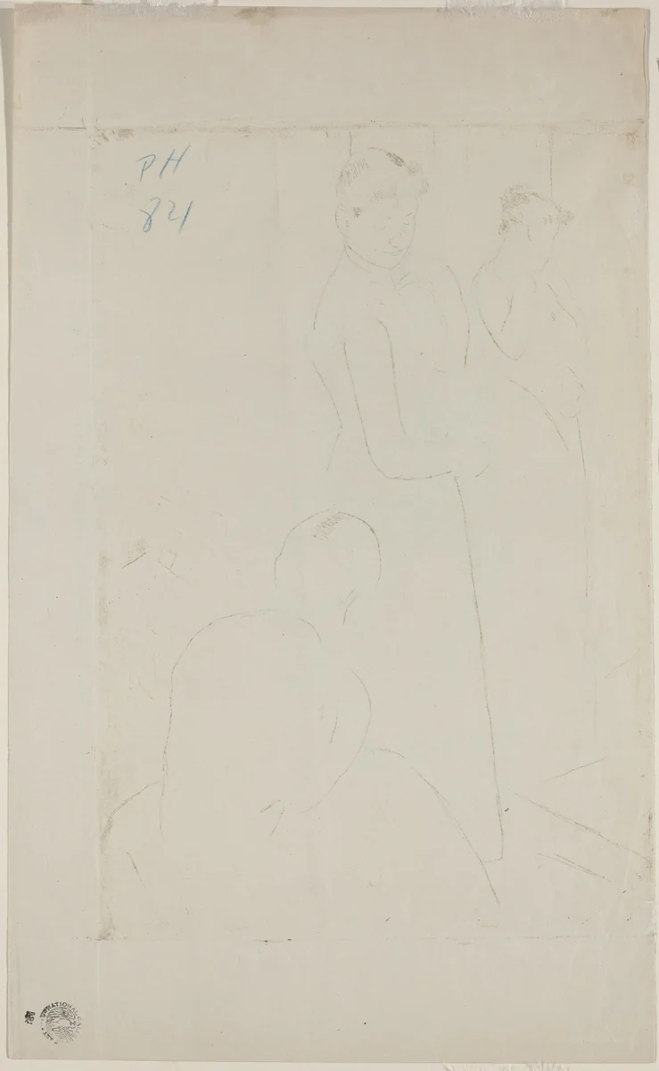 The Fitting [verso] by Mary Cassatt, drawing, 1890-1891