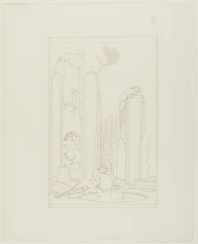 Narcissus by the Pool; illustration for Oscar Wilde's 'The Disciple' by Charles Ricketts, drawing, 1880-1924