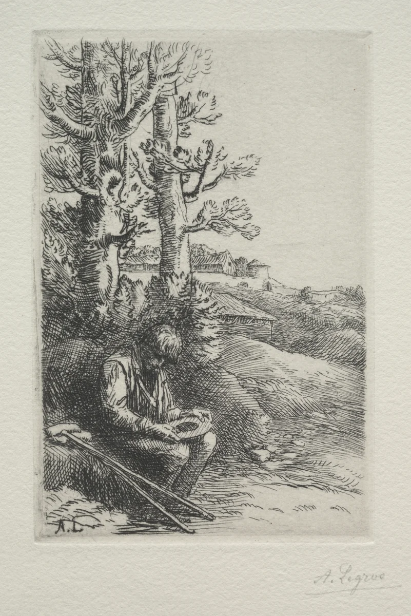 The Little Beggar by Alphonse Legros, print, 1857-1911