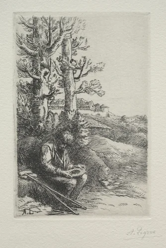 The Little Beggar by Alphonse Legros, print, 1857-1911
