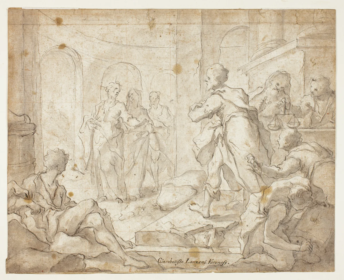 The Calling of Saint Matthew by Giovanni Battista Lanzeni, drawing, 1680-1737