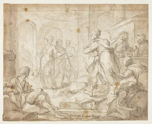 The Calling of Saint Matthew by Giovanni Battista Lanzeni, drawing, 1680-1737