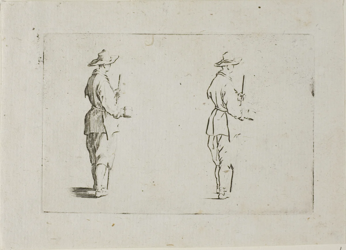 The Peasant Holding a Goblet, from The Caprices by Jacques Callot, print, 1617-1627