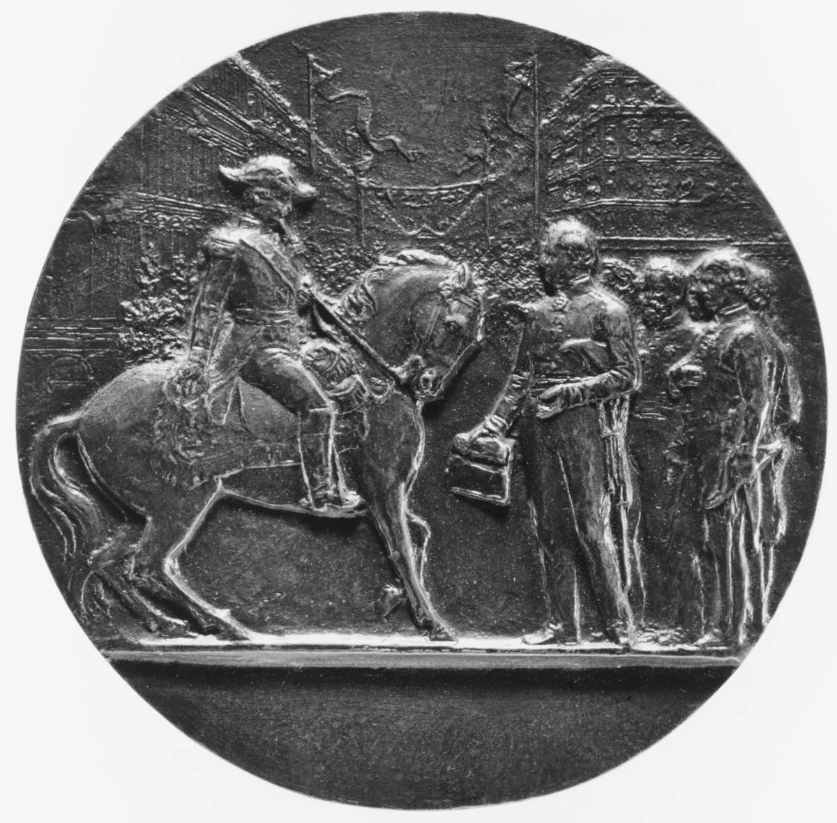 Napoleon III on Horseback, Inaugurating the Boulevard de Strasbourg by François-Joseph-Hubert Ponscarme, metalwork, 1866