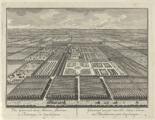 Kasteel Zuilenstein in vogelvlucht by Daniël Stopendaal, print, 1682-1726