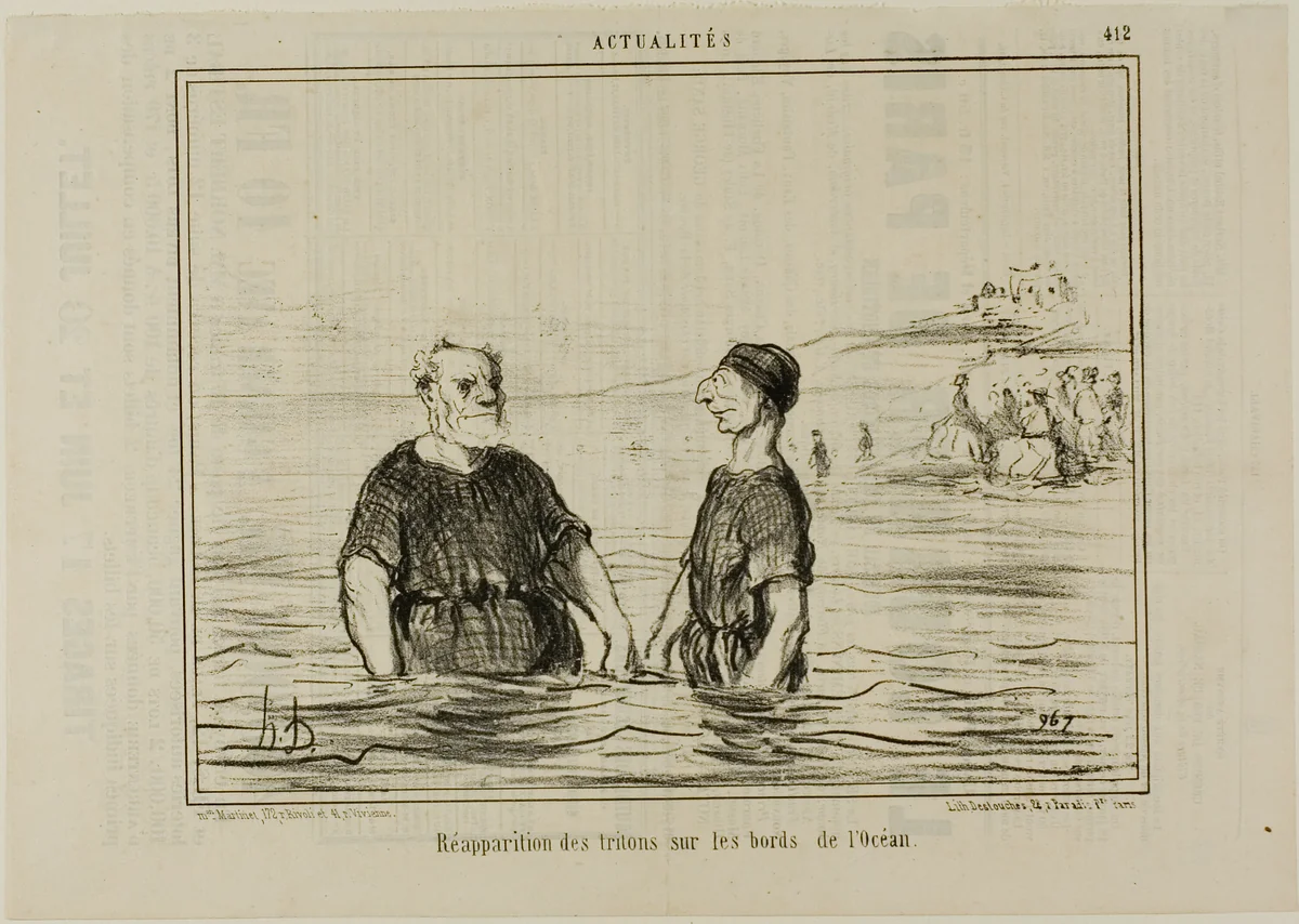 The Reappearance of the Tritons of the Sea, plate 412 from Actualités by Honoré-Victorin Daumier, print, 1857