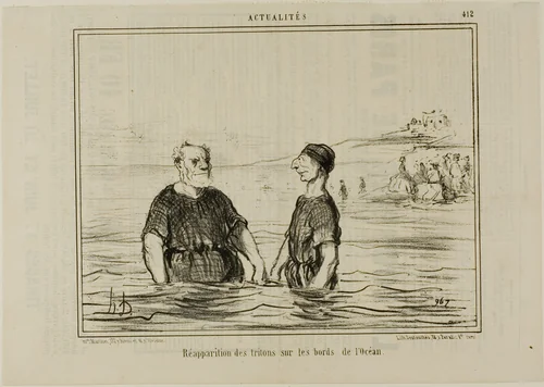 The Reappearance of the Tritons of the Sea, plate 412 from Actualités by Honoré-Victorin Daumier, print, 1857
