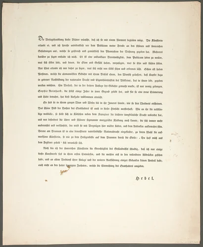 Introduction Page, from the series Poems in the Dialect of the Upper Rhine Region (Zehn Blätter Zu Hebels Alemannischen Gedichten) by Sophie Reinhard, print, 1820