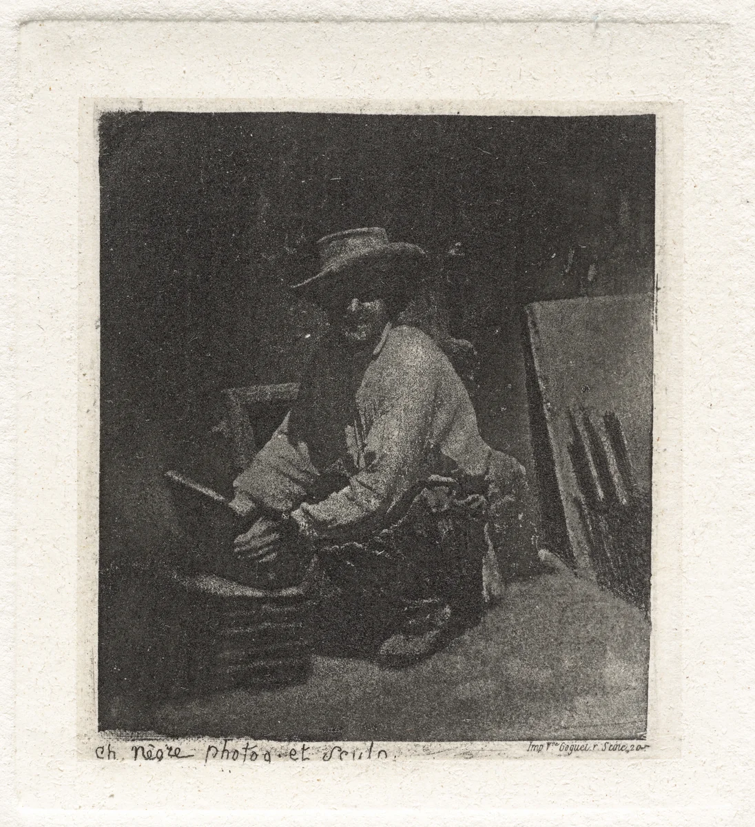 Planche I – Le Maçon Accroupi (Plate I – The Crouching Mason) by Charles Nègre, photograph, 1853