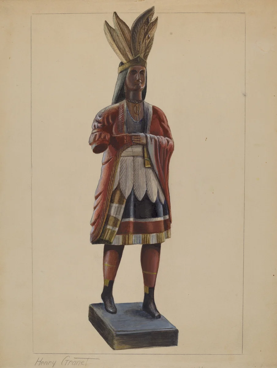 Cigar Store Indian by Henry Granet, index of american design, 1936