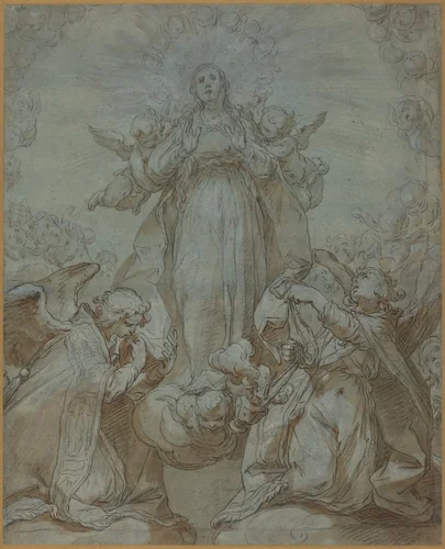 The Virgin in Glory by Abraham Bloemaert, drawing, 1564-1651