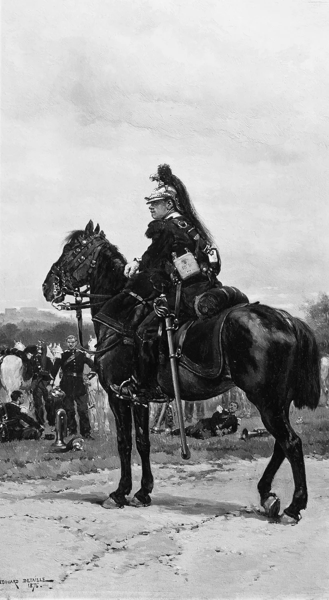 A Dragoon on Horseback by Edouard Detaille, painting, 1876