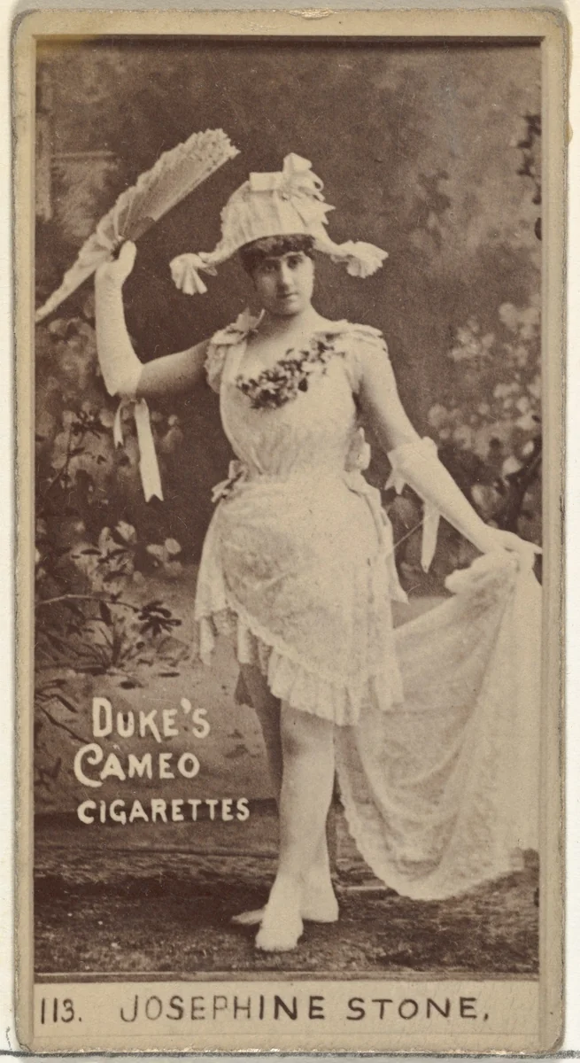 Card Number 113, Josephine Stone, from the Actors and Actresses series (N145-4) issued by Duke Sons & Co. to promote Cameo Cigarettes by W. Duke, Sons & Co., photograph, 1880-1889