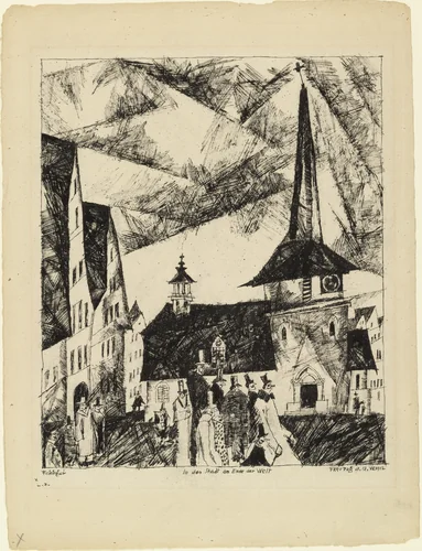 The City at the Edge of the World (In der Stadt am Ende der Welt) by Lyonel Feininger, drawing, 1912